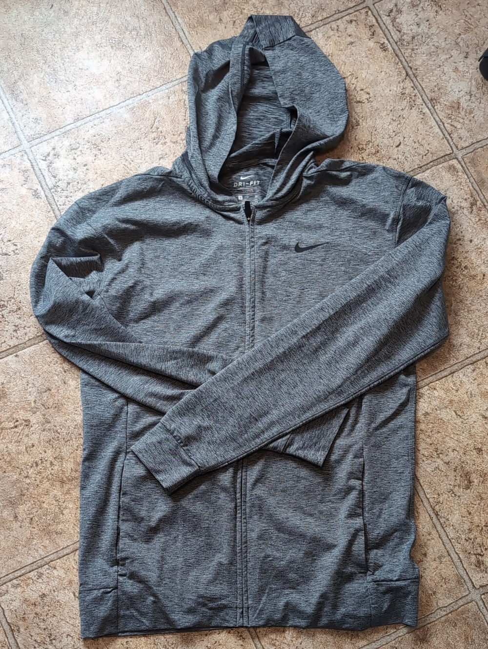 Nike Men’s Heather Gray Full-Zip Dri-FIT Hoodie